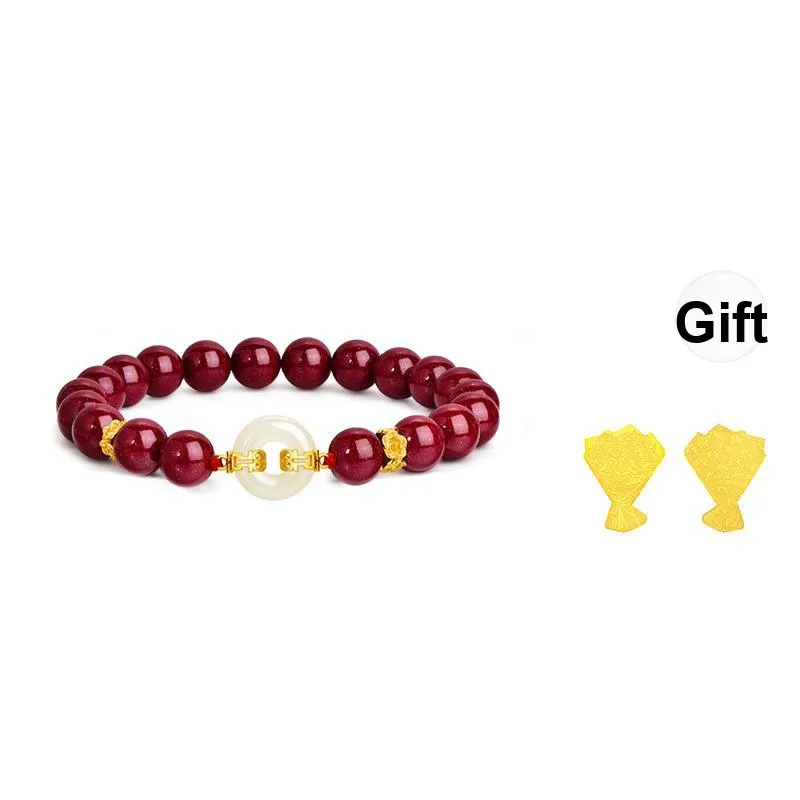 JINLIUFUJIXIANG Reconstructed Cinnabar Bracelets Unisex