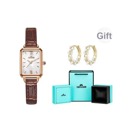 LIBER AEDON Кварцевый механизм кожаный ремешок белый циферблат женские часы коробка "Сердцебиение"