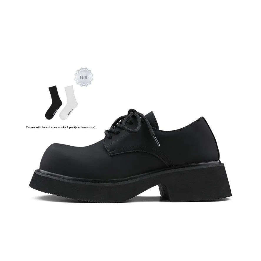 HANQIAORIJI Black Blood Series Big Head Casual Derby Shoes Unisex Black