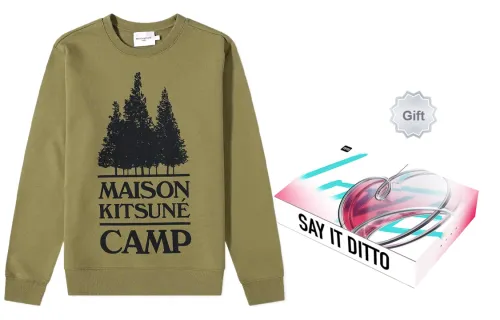 Maison Kitsune Sweatshirts Men Olive Green - Gift Box Sets