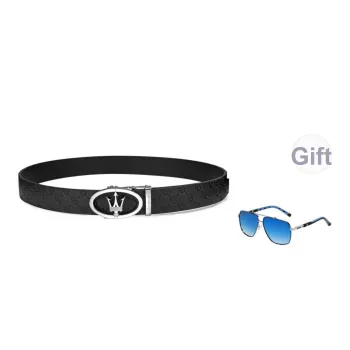 Maserati Cow Leather Belt Men's Width 3.5cm