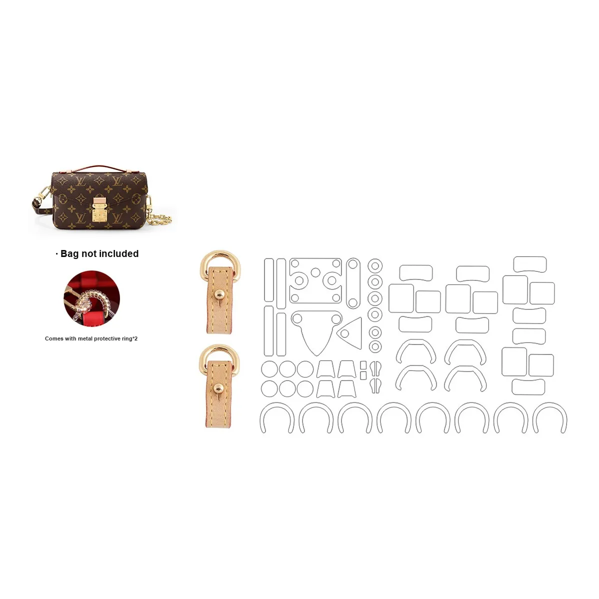 Luxury Care Artisan Workshop Bag Accessories Vegetable Tanned Leather Abrasion Resistant Buckle 1 Pair+Metal Protective Film *2 Set