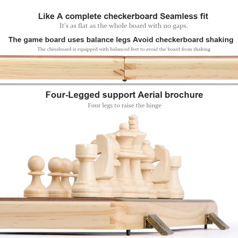 A&A LINGYU Solid Wood Chess Checkers Set With Instruction Board Games-1
