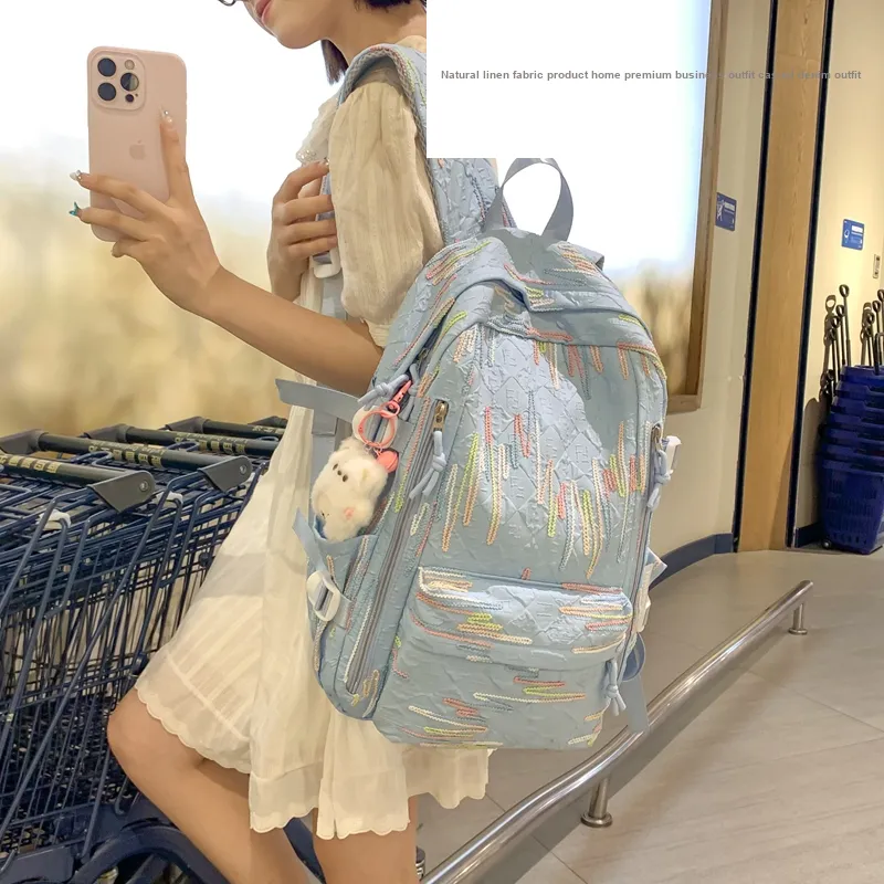 KAMLUI Nylon Fabric Backpack Large Size Unisex Multicolor-11
