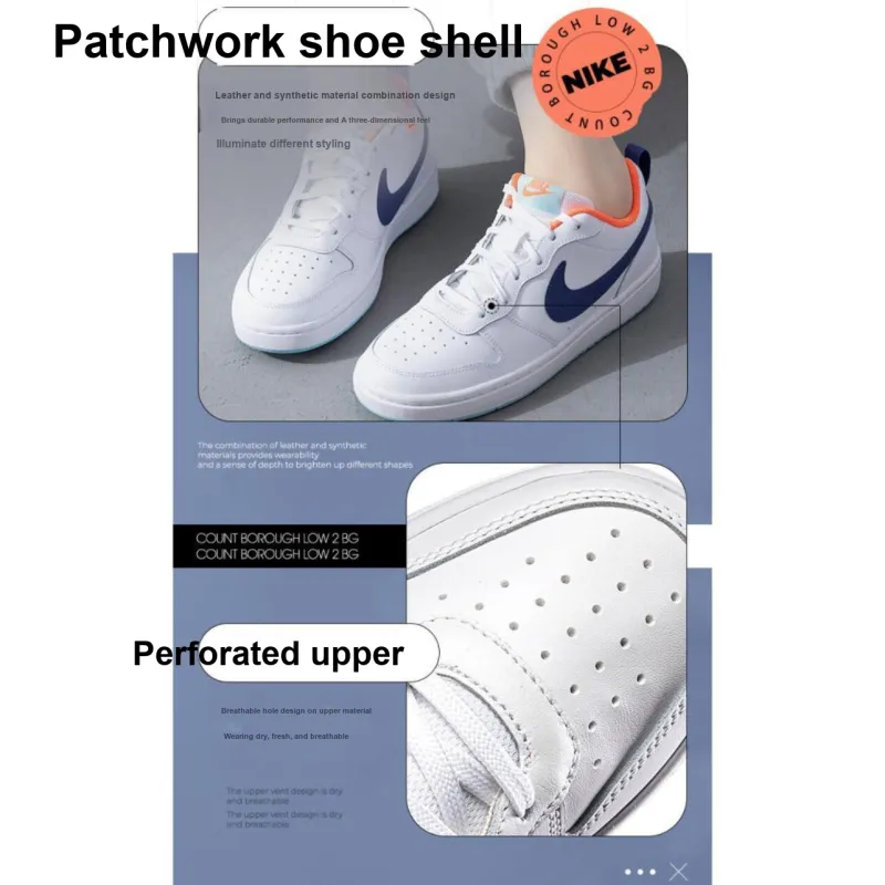 Nike Court Borough Low 2 White Navy GS-2