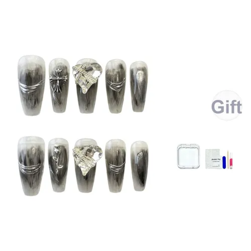 JINGCHANXUE Городской CHIC Стиль Горячая девушка Сердце Розовый False Nail MID Длина Готический Smudge Металл 16mm