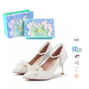 Feo Dvke Slim Heel High Heels 8cm 6cm Women's Ecru Gift Box Set