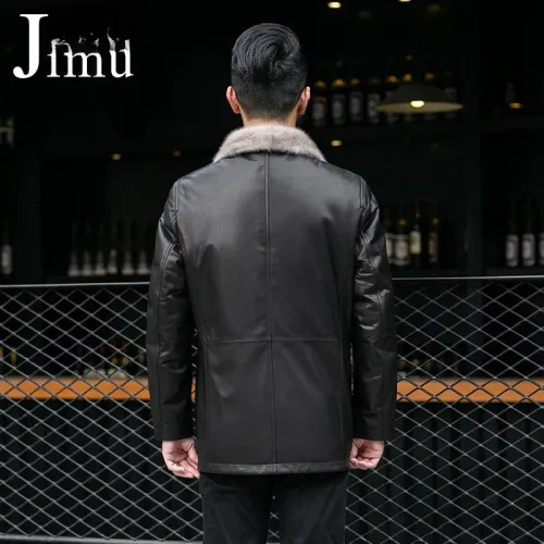 JIMU Leather Jacket Men's Black