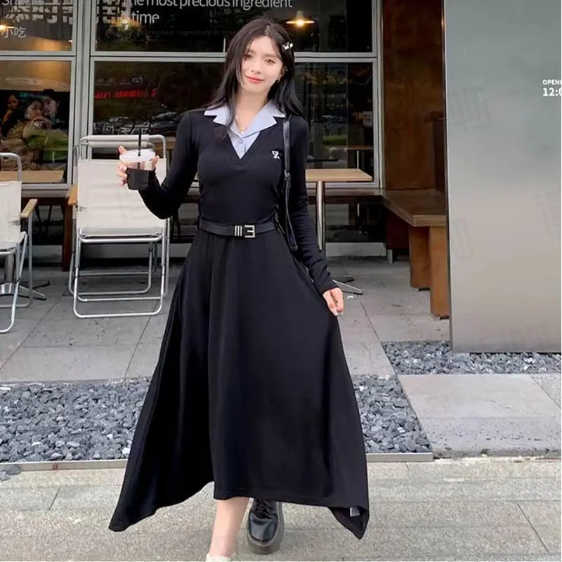 AFGGD Long-Sleeved Dresses Women's Black-2