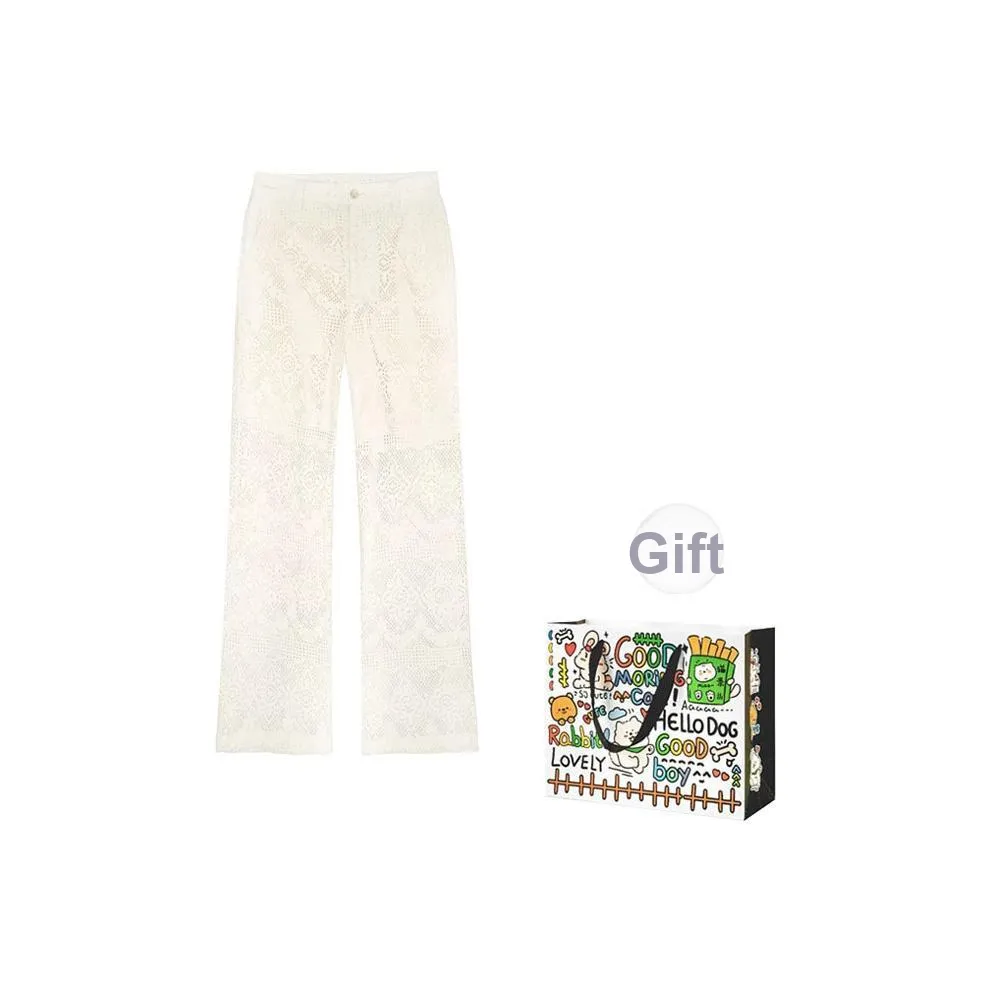 OURUOKE Casual Pants Women's White Pants Shopping Bag Included