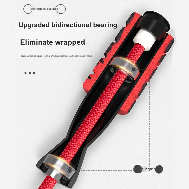 TMT Sports & Fitness Non Countable Jump Ropes Teenagers Rubber+Yarn ABS+Foam Controller 3m Red-1