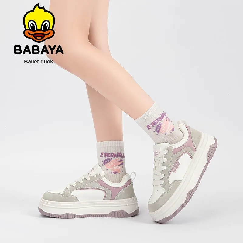 Babaya Non slip Breathable And Wear resistant Low Top Skateboard Shoes Women's Gray Purple-8