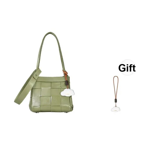 ANDFEEL Сумка через плечо из коровьей кожи ведрообразная сумка маленькая женская горохово-зеленая