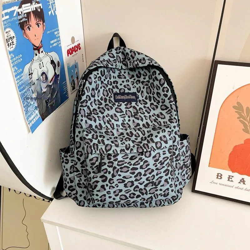 KAMLUI Canvas Bag Backpack Regular Unisex Pink Leopard Print/White Leopard Print/Brown Leopard Print/Blue Leopard Print-25