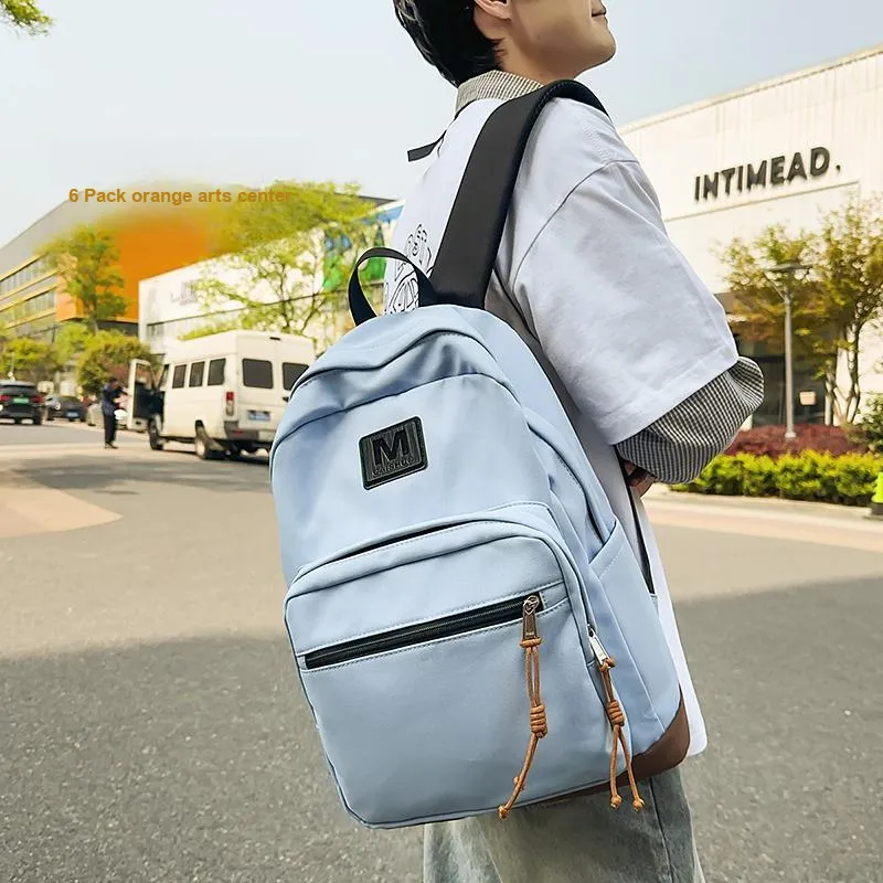 Yalu Nylon Backpack Regular Unisex Gray/Orange/Blue/Red-11