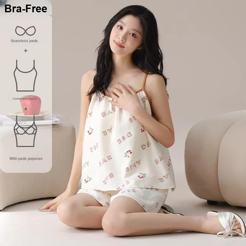 BONAS Pajama Set Women's Summer Cherries-5
