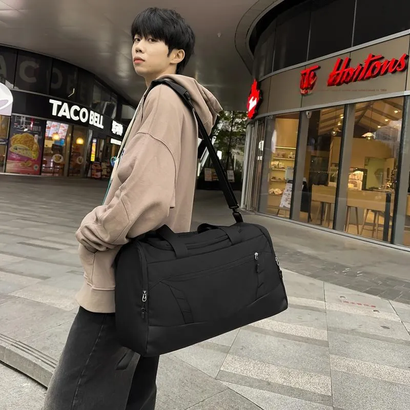 GOBLIN SHARKS 1759 Nylon Gym Bag Large Size Unisex Black/Gray-1