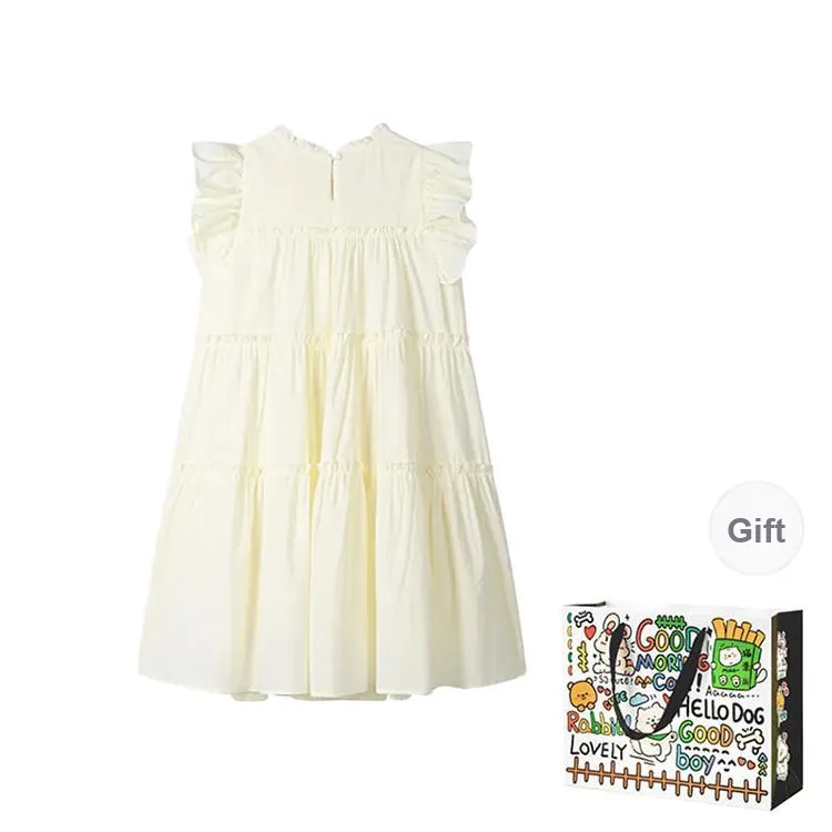 OURUOKE Short Sleeved Dress Women's Apricot-1