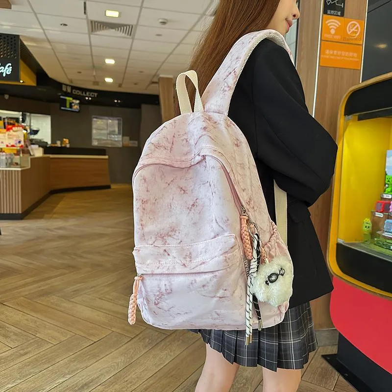 Yalu Nylon Backpack Unisex Black/Ecru/Yellow/Pink/Light Purple/Light Green-11