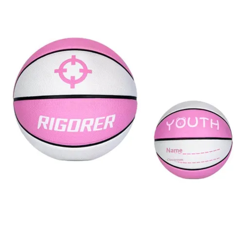 RIGORER Rubber Basketball Pink White Size 5 Size 4 Size 3 Training Kids'