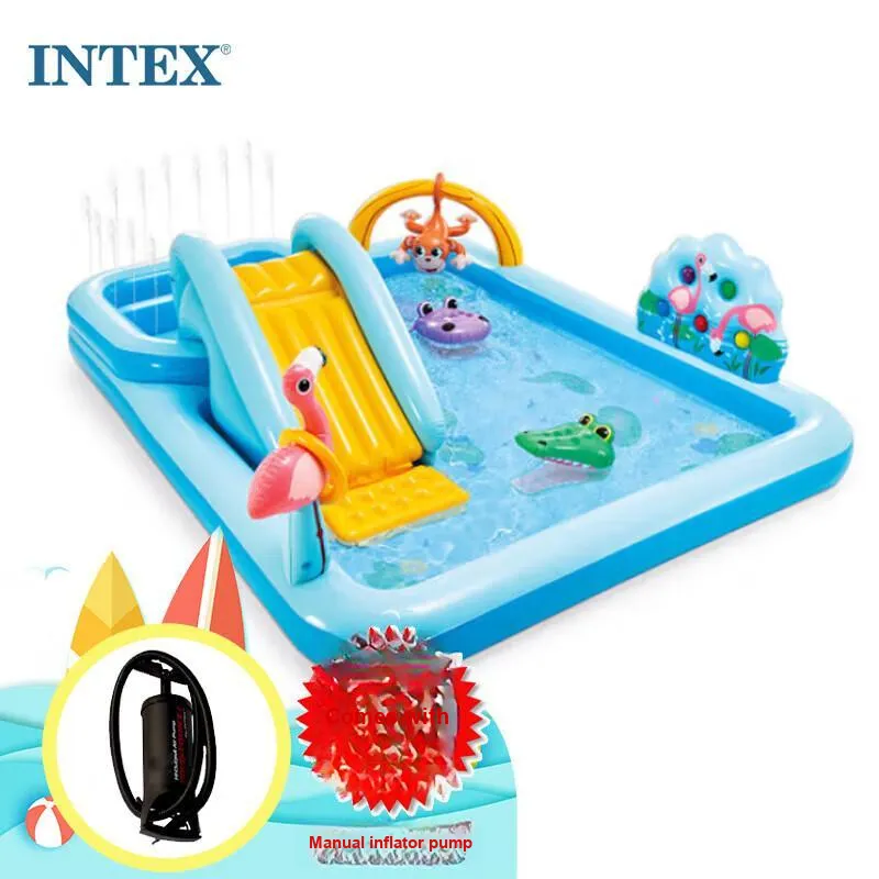 INTEX Water Slide Inflatable Pool, Inflatable Water Pool Inflatable Castle Swimming Pool Fishing Pool Water Toy Set-2