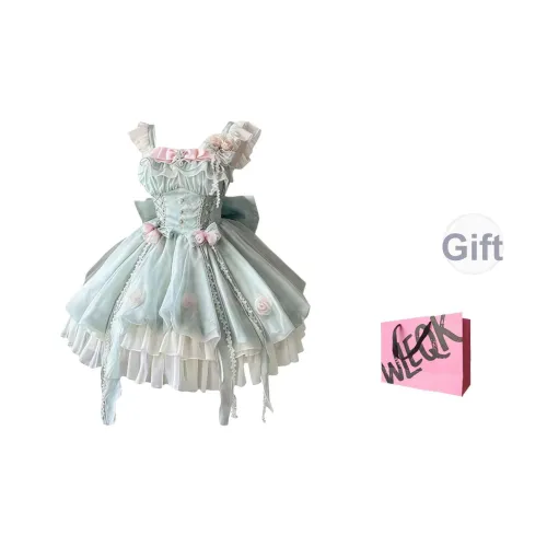 CTRTRC Зеленая Юбка-тюльпан + Розово-зеленый Хвост Платья Женские Лолита Платья