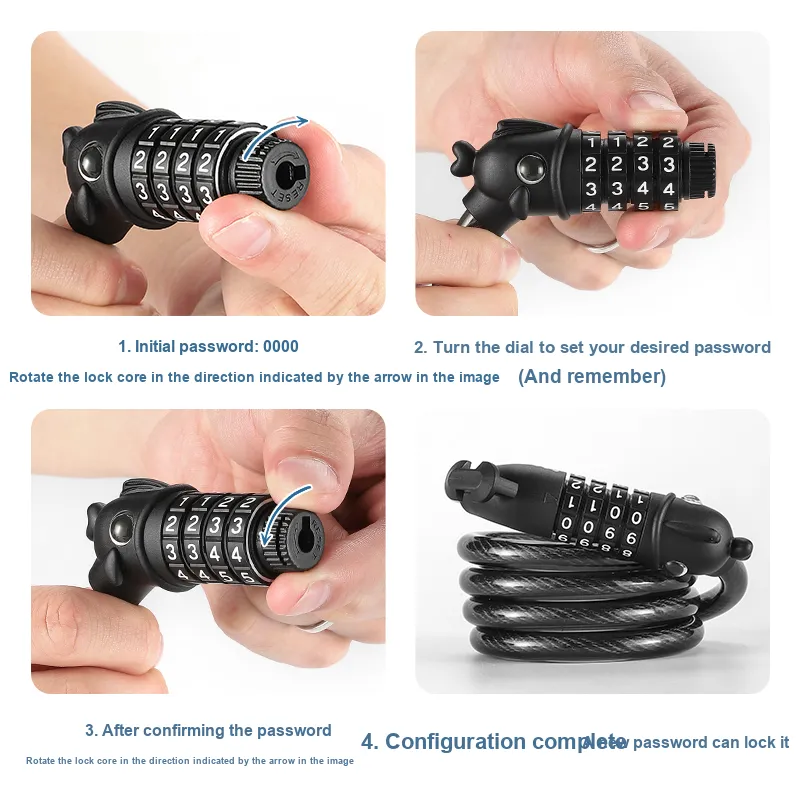 WEST BIKING Bicycle Locks Anti Pick, Waterproof, And Rust Proof Cable Lock-8