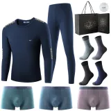 8-Piece Set Gift Box (1 Crew Neck Navy Blue Underwear+3 Pairs of Underpants+4 Pairs of Socks)