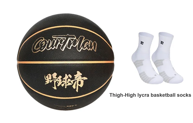 COURTMAN PU Basketball Black Gold Size 7 Ball Training Unisex-8