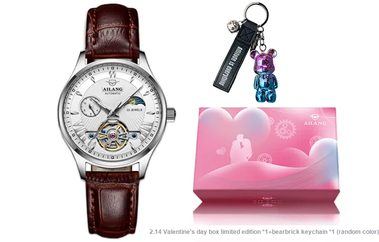 AILANG Automatic Mechanical Movement Genuine Leather Strap Watch Women's Watch White Dial-8