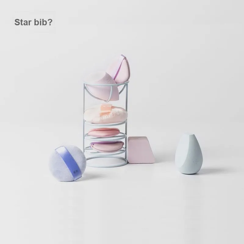 XINGDOU 4 Layer Powder Puff Storage Rack Fresh BABY Blue Storage Makeup Sponge Powder Puff Four Layer Drying Rack-1