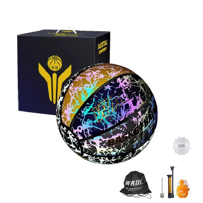 WADE PU Basketball Shimmering Square Yellow Purple Size 7 Reflective Training Unisex-5