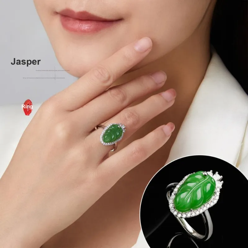 Oriental Jade Rings Jasper Women's-1