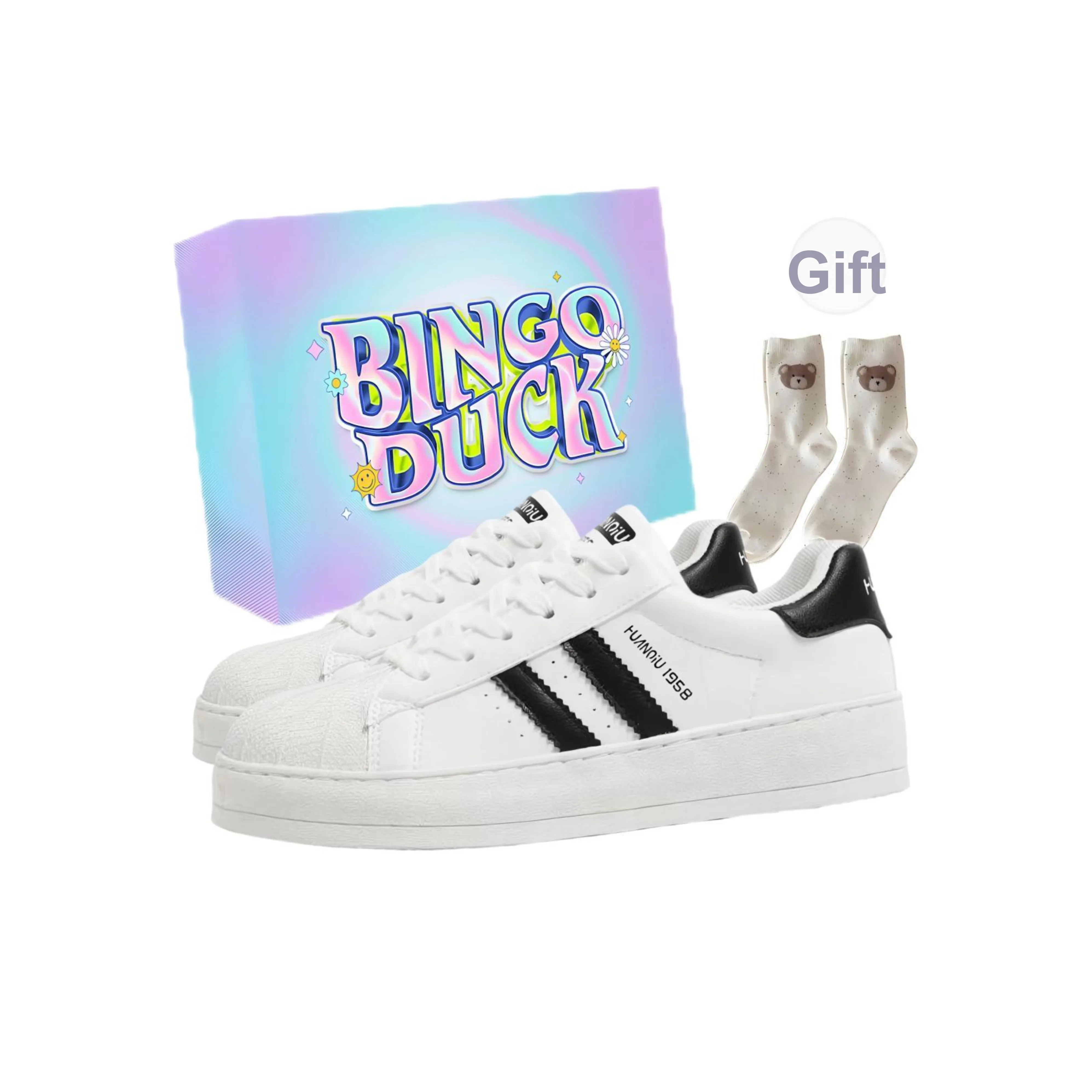 BINGO DUCK Легкие Низкие Кроссовки для Скейтбординга Женские Белые