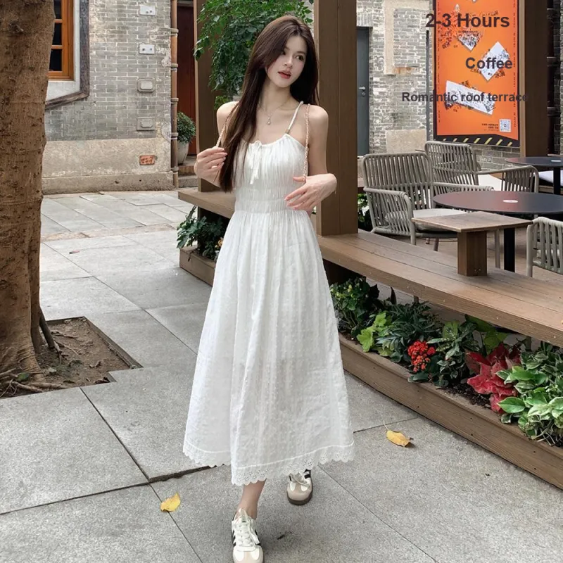 Mu Xiao Xin Slip Dresses Women's White-3