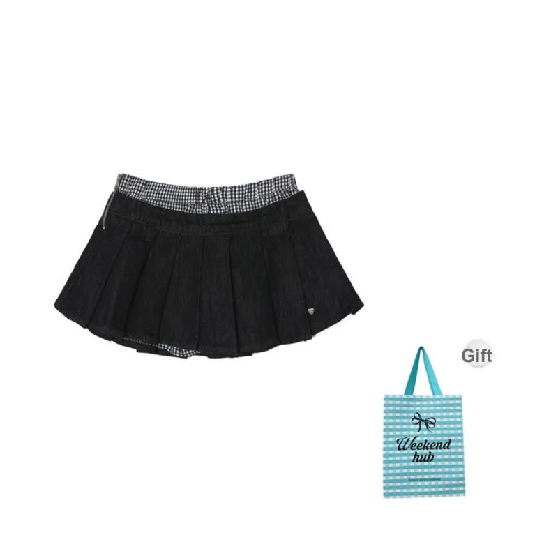 WEEKEND HUB Denim Short Skirts Women's Navy Blue In Stock-0