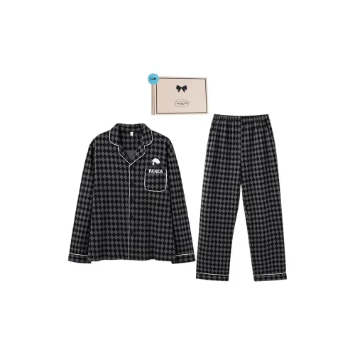 MIOJUER Пижамный комплект Весенний Осенний Мужской Темно-серый