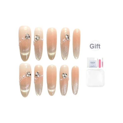 Yun Yue Joe Yunyao Премиум Smile Cat Eye French Icy Clear False Nail Oval Long Nude Gradient Coquette 30MM