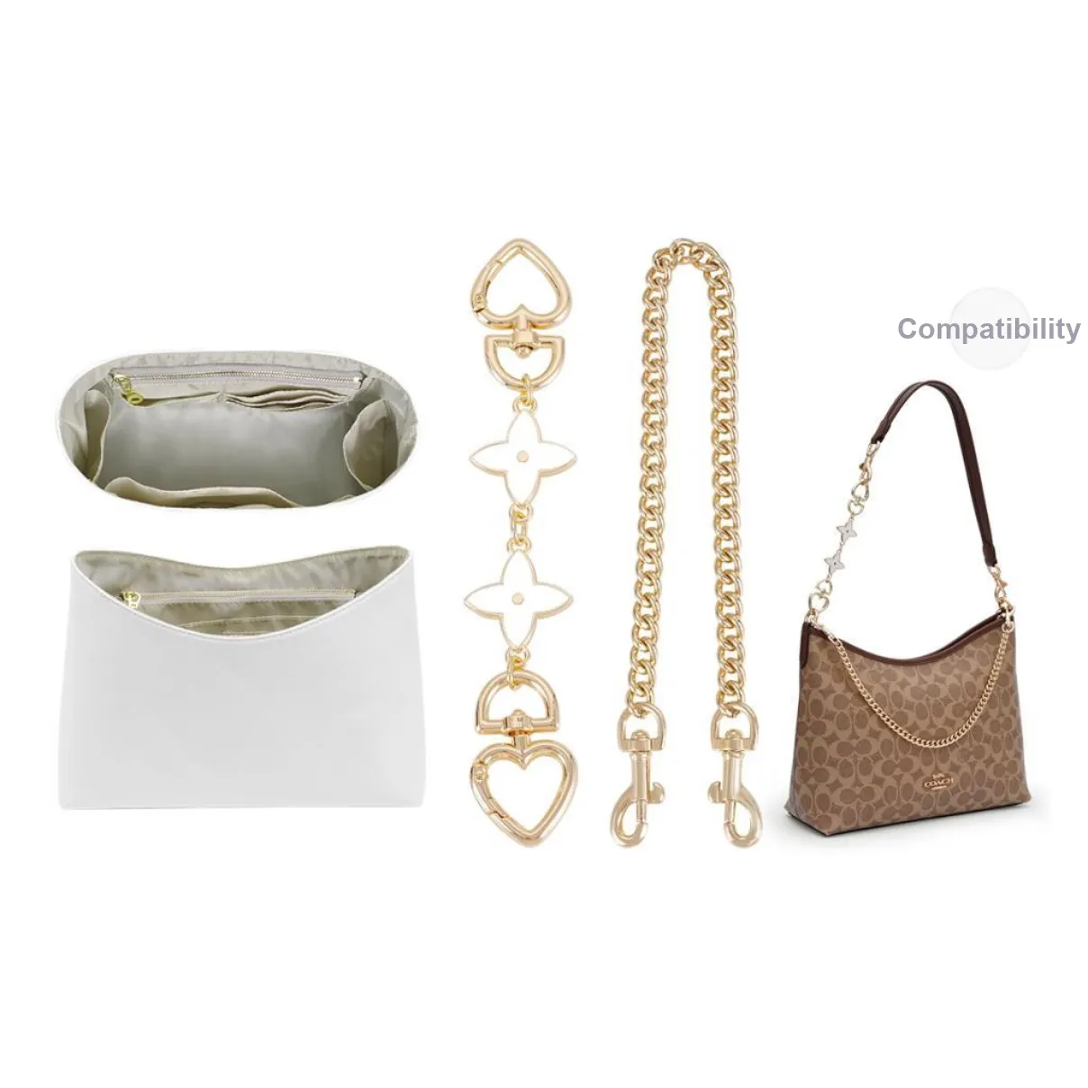 Lan Bao Fan Metal Alloys DuPont Paper Liner Bag Accessory Gold-Tone