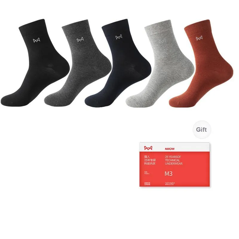 MIIOW Mid Calf Socks Men's 5 Pack Gift Box Set-14