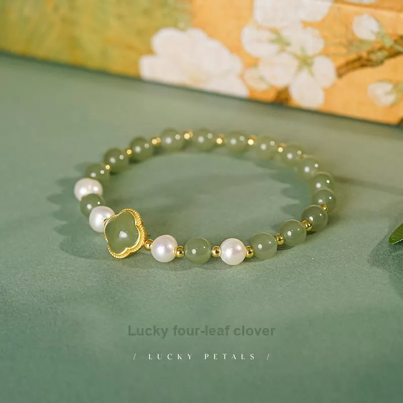 WEITIANXUAN Hetian Jade Bracelets Pale Greenish White Jade Women's-2