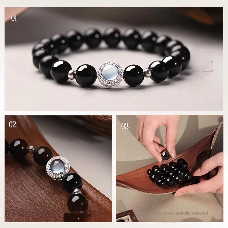 Yi Mingju Obsidian Jade Bracelets Unisex-2