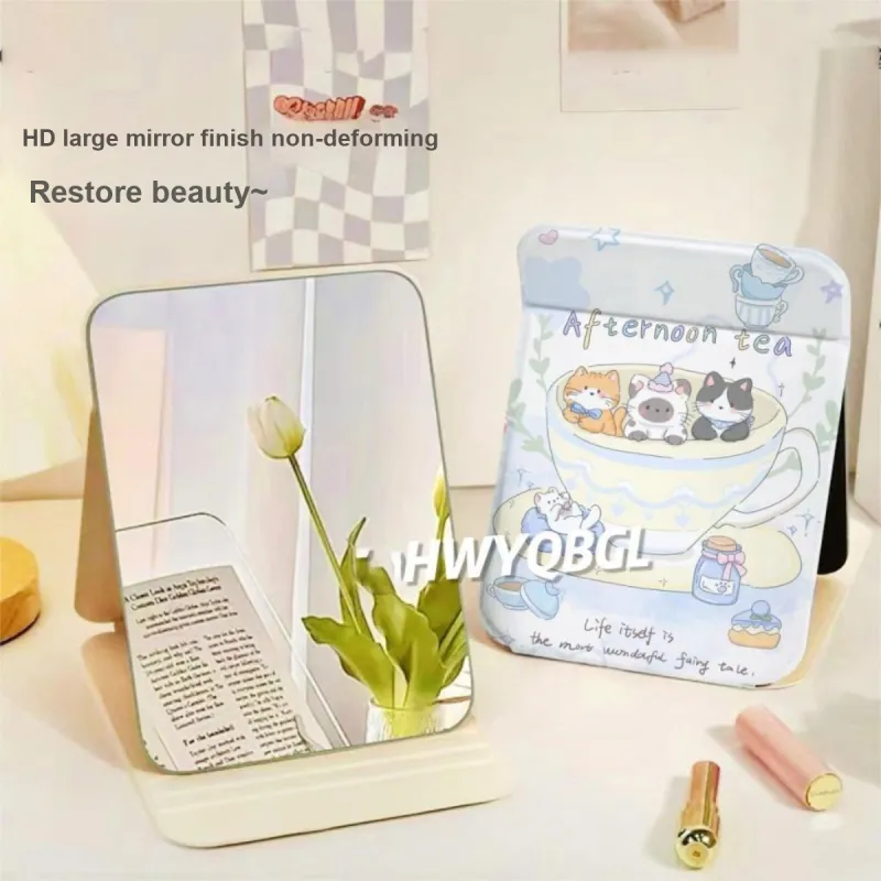 FANHUASENLIN Cute Cat And Dog Afternoon Tea Compact Folding Mirror Make up Tools 1 Pc-1