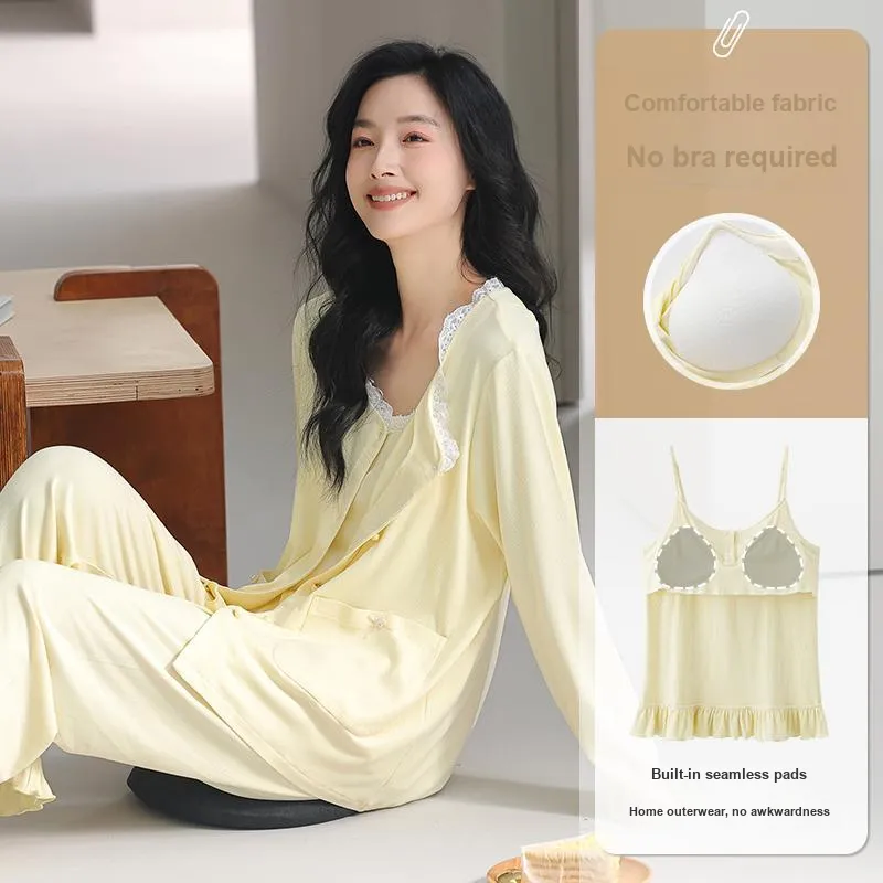 MIIOW Pajama Set Women's Light Yellow-1