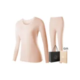 Women's Crew Neck Set (Skin) 100% cotton Lace Trim Neckline/Shopping Bag Included