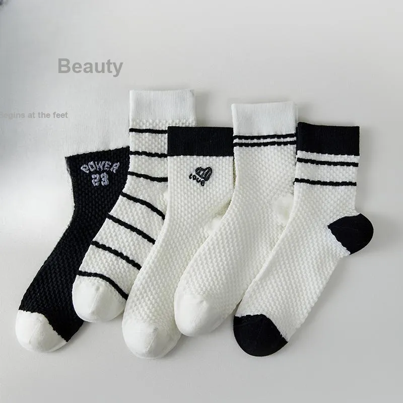 MIIOW Mid Calf Socks Women's Shopping Bag 5 Pack-2