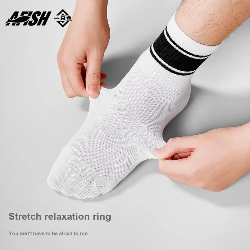 AFISH Mid Calf Socks Men's 5 Pack Shopping Bag-1