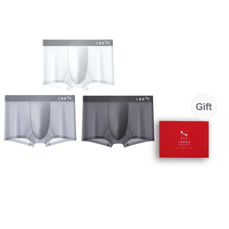 RED DRAGONFLY Ice Silk Panties Men's 3 Pack Gift Box Set-7