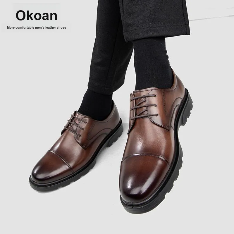 AOKANG Dress Shoes Men Low Top Black-2
