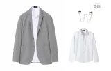 Gray (Comes with Brooch+White Shirt)